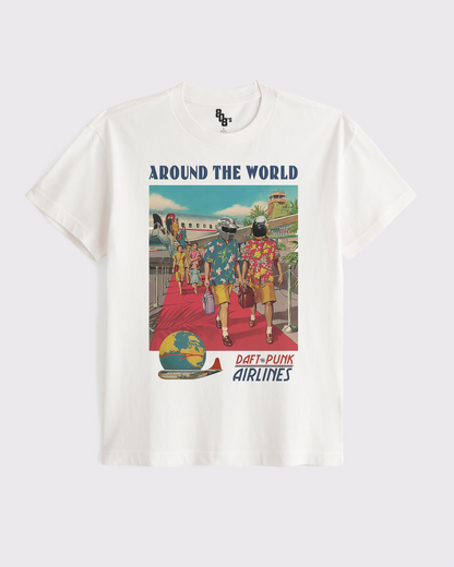 Around the World Airlines White Tee