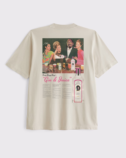 Gin and juice snoop dogg graphic tee in sand, back print – 808's [Sand]