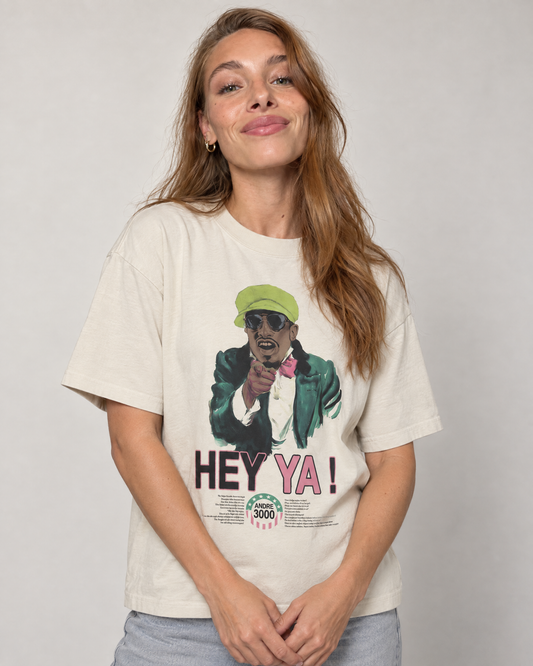 Hey Ya! Tee on model - front – 808's [Sand]