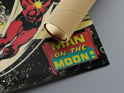 MAN ON THE MOON SUPERHERO COMIC POSTER - 808's