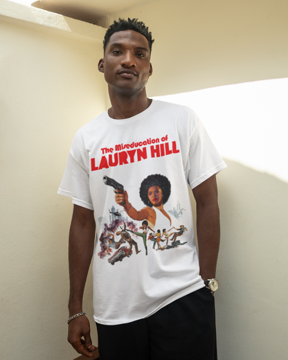 Model wearing The Miseducation Of Lauryn Hill graphic tee – 808's
